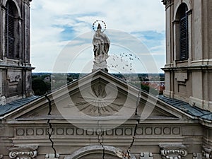 Drone view of the St. Theresa of Avila Cathedral Subotica, Serbia