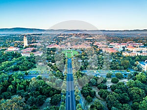 Drone view of Stanford University