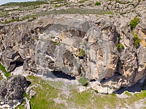 Drone view to the rocky landscape of phrygian valley in Turkey
