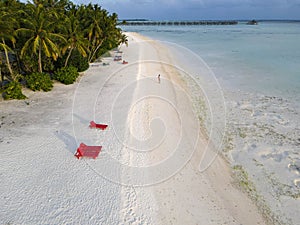 Drone view of Villa Park resort on Ari atoll, Maldives