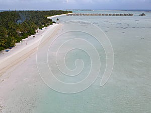 Drone view of Villa Park resort on Ari atoll, Maldives