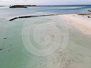 Drone view of Villa Park resort on Ari atoll, Maldives