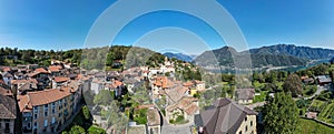 Drone view at the village of Carona on Switzerland photo