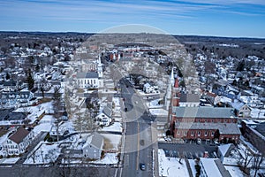 Aerial view of Westborough, Massachusetts in February