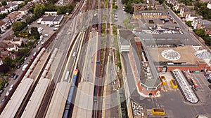 Drone view of Wimbledon railway station.