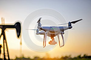 Drones aerial photography equipment Of photographers taking aerial photography. To explore the terrain