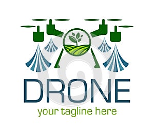 Drones for Agriculture logo. The future of Farming and Agriculture concept. Helicopter Irrigation