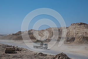 Drones in the air capturing landscape in the quarry area
