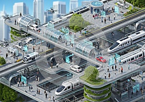 Drones can be seen hovering above, indicating advanced technology