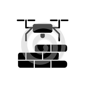 Drones for construction black glyph icon