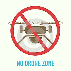 Drones Flights Ban Warning Sign Flat Vector