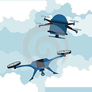 Drones flying in the sky