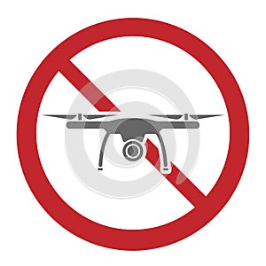 Drones not allowed, drone prohibition sign or icon