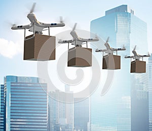 Drones in package delivery concept