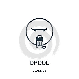 drool icon vector from classics collection. Thin line drool outline icon vector illustration. Linear symbol