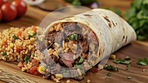 A droolworthy burrito filled to the brim with tender seared steak and all the clic burrito fixings