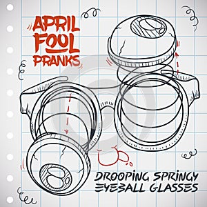 Drooping Springy Eyeball Glasses for April Fools' Day, Vector Illustration photo