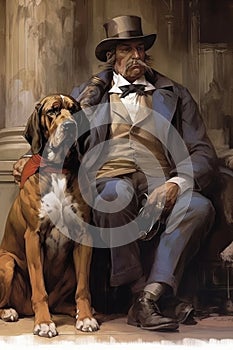 droopy bloodhound mafia don painting generative AI photo