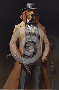 droopy bloodhound mafia don standing image painting generative AI
