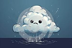 Droopy Rain cloud cartoon. Generate Ai