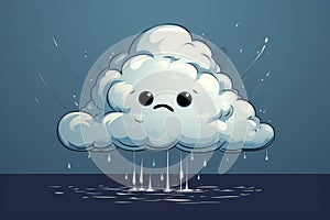 Droopy Rain cloud cartoon. Generate Ai photo