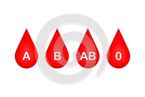 Drop of blood, blood type on white background. Vector illustration.