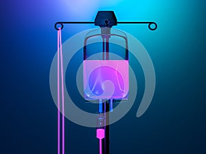 Drop Counter With Neon Pink Content on Gradient Blue Background. 3d Rendering photo