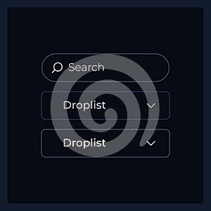 Drop down list UI elements kit