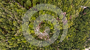 Drop down view of double water fall.