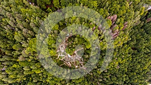 Drop down view of double water fall.