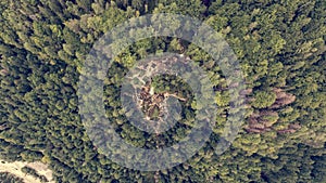 Drop down view of double water fall.