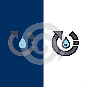 Drop, Ecology, Environment, Nature, Recycle  Icons. Flat and Line Filled Icon Set Vector Blue Background