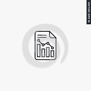Drop graph document, linear style sign for mobile concept and web design