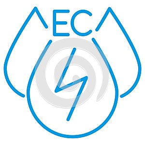 Drop and lightning. Linear vector icon of the Fluid Electrical Conductivity EC