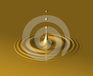 Drop of liquid gold and ripple