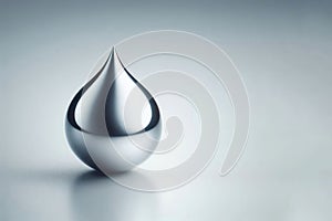 A drop of mercury on a clean background. Space for text.