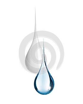 A drop of milk with a drop of water, isolated on white