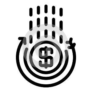 Drop money coin icon, outline style