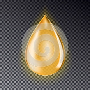 Drop of oil isolated on a transparent background. Realistic gold