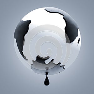 Drop of petroleum falling from planet earth
