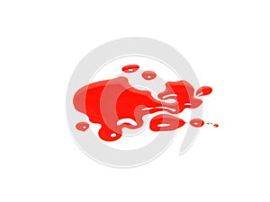 A drop of red ink, like a drop of blood isolated on white background with clipping path