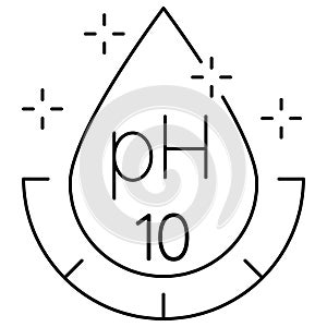 Drop and risk scale. Linear vector icon of the Fluid Acidity pH 10