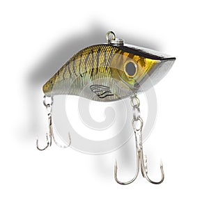 Drop shadow behind a crankbait with a pair of treble hooks