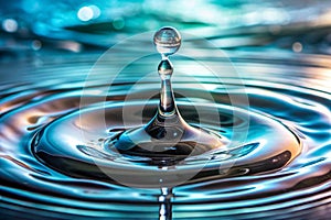 Drop splashing in water photo