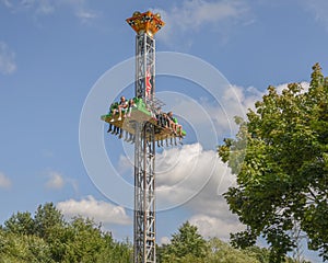 Drop tower, big drop, an attraction for children and adults