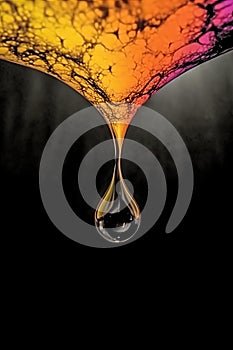 drop of an undefined orange fluid, could be concept image for water, bear, oil or gas