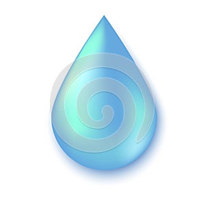 Drop of water. Blue raindrop. Liquid icon. Illustration of purity. Vector icon.