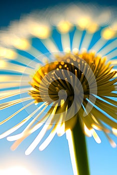 a drop of water on dandelion fluff multicolored bright lighting close up generative ai