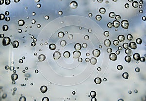 a drop of water on the glass in a chaotic manner