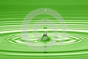 Drop of water in green